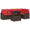 vidaXL Ensemble de canap&eacute; de jardin 6 pc Marron et rouge polyrotin