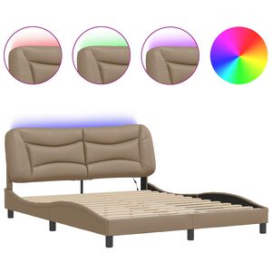 vidaXL Cadre de lit avec LED sans matelas Hvar cappuccino 160x200 cm