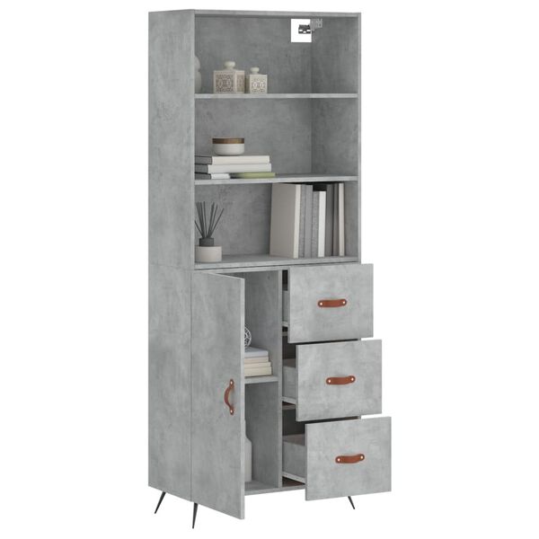 vidaXL Buffet haut Gris b&eacute;ton 69,5x34x180 cm Bois d'ing&eacute;nierie