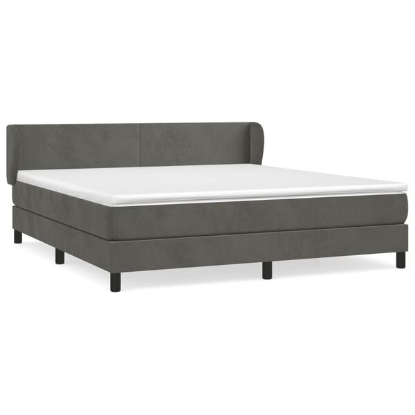 vidaXL Sommier &agrave; lattes de lit et matelas Gris fonc&eacute; 160x200cm Velours