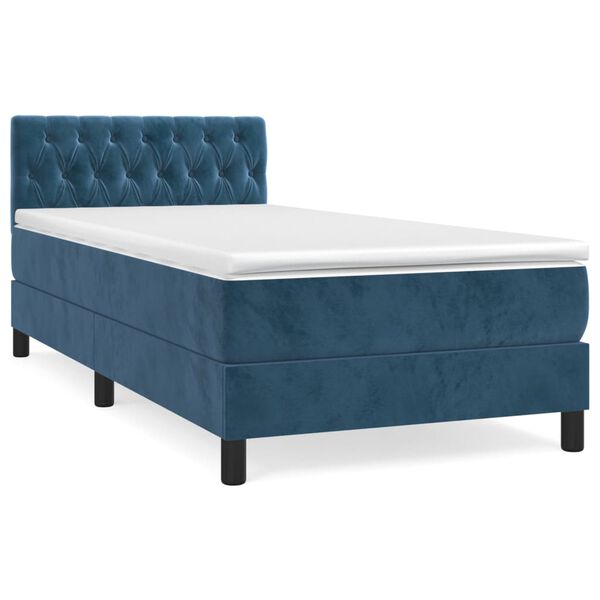 vidaXL Sommier &agrave; lattes de lit avec matelas Bleu fonc&eacute; 90x190 cm