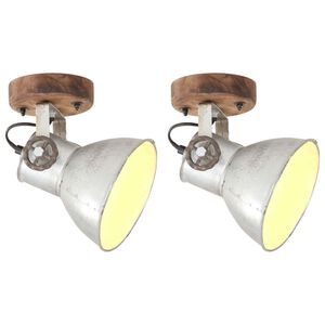 vidaXL Lampe murale industrielle/plafonnier 2 pcs Argent&eacute; 20x25 cm E27