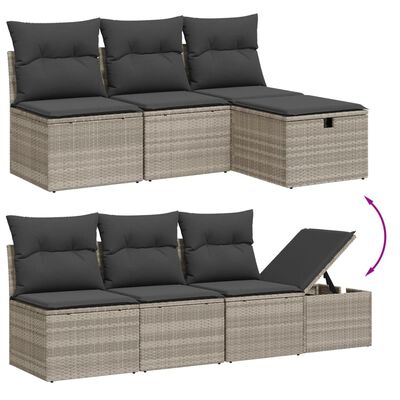 vidaXL Salon de jardin 8 pcs avec coussins gris clair résine tressée