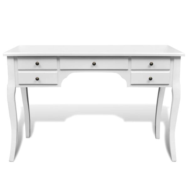 vidaXL Bureau français en bois avec pieds courbés et 5 tiroirs