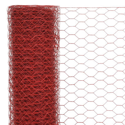 vidaXL Grillage Acier avec revêtement en PVC 25x1,2 m Rouge