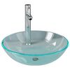 vidaXL Lavabo de bain avec robinet et drain &agrave; poussoir Verre tremp&eacute;