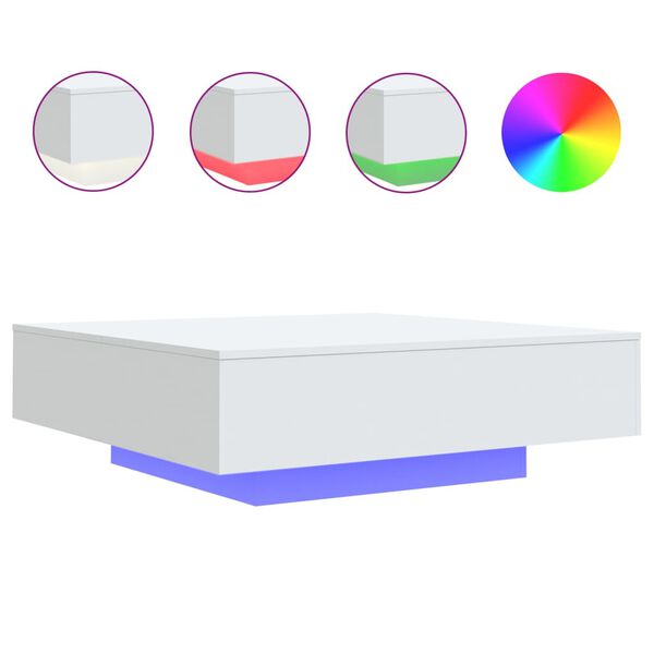 vidaXL Table basse avec lumi&egrave;res LED blanc 100x100x31 cm
