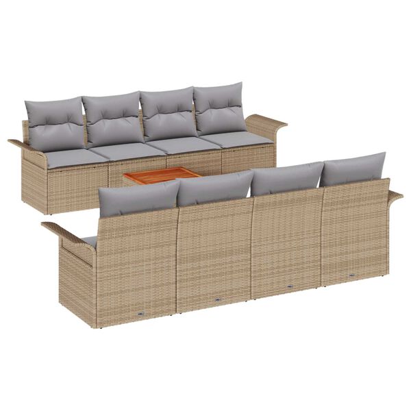 vidaXL Ensemble de canapé de jardin 9 pcs Beige et Gris clair
