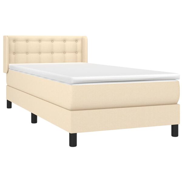 vidaXL Sommier &agrave; lattes de lit avec matelas Cr&egrave;me 100x200 cm Tissu