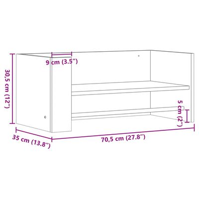 vidaXL Étagère murale chêne marron 70,5x35x30,5 cm bois d'ingénierie