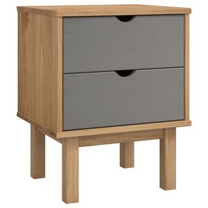vidaXL Table de chevet OTTA marron et gris 45x39x57 cm bois pin massif