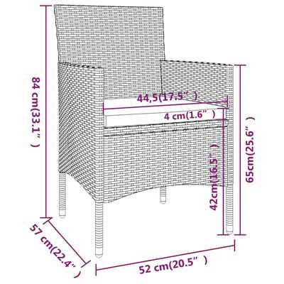 vidaXL Ensemble à manger de jardin 3 pcs Résine tressée Gris