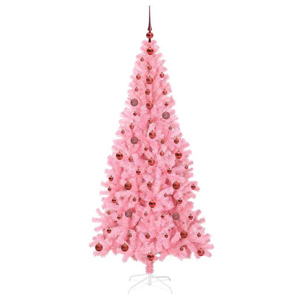vidaXL Sapin de No&euml;l avec 300 LED avec support Rose 210 cm PVC