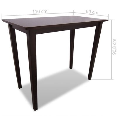 Set table et 4 chaises de bar en bois coloris marron