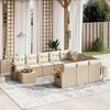 vidaXL Salon de jardin 11 pcs avec coussins beige r&eacute;sine tress&eacute;e