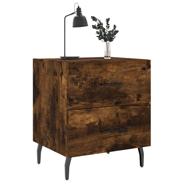 vidaXL Table de chevet ch&ecirc;ne fum&eacute; 40x35x47,5 cm bois d&rsquo;ing&eacute;nierie