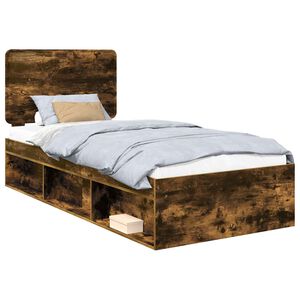 vidaXL Cadre de lit Ch&ecirc;ne fum&eacute; 90 x 190 cm Bois de pin massif