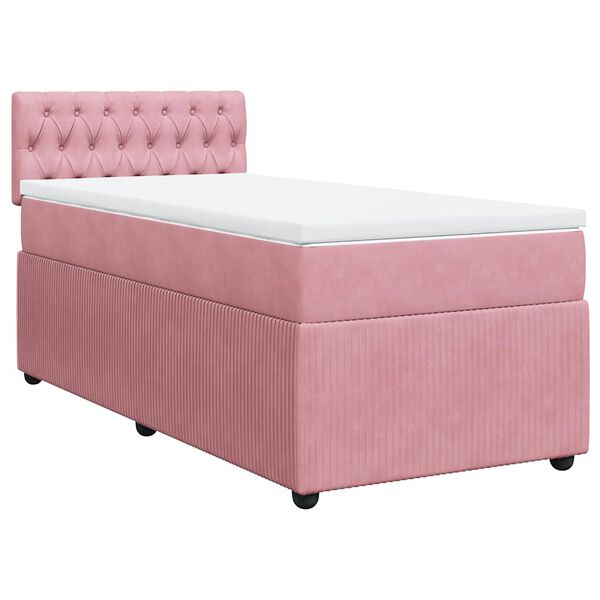 vidaXL Sommier &agrave; lattes de lit avec matelas Rose 90x190 cm Velours