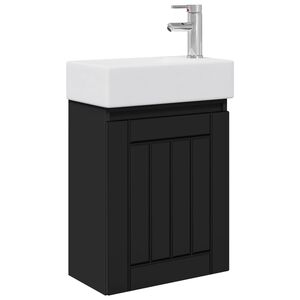 vidaXL Meuble de salle de bain avec robinet Noir 45,5 x 25,5 x 84 cm