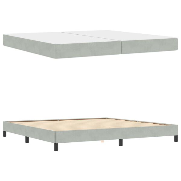 vidaXL Lit &agrave; ressorts avec matelas Gris clair 200 x 200 cm tissu