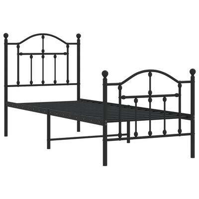 vidaXL Cadre de lit métal sans matelas avec pied de lit noir 75x190 cm