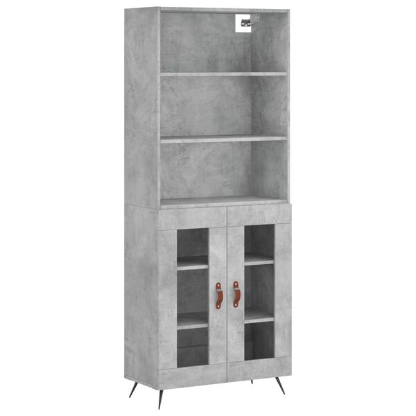 vidaXL Buffet haut Gris b&eacute;ton 69,5x34x180 cm Bois d'ing&eacute;nierie