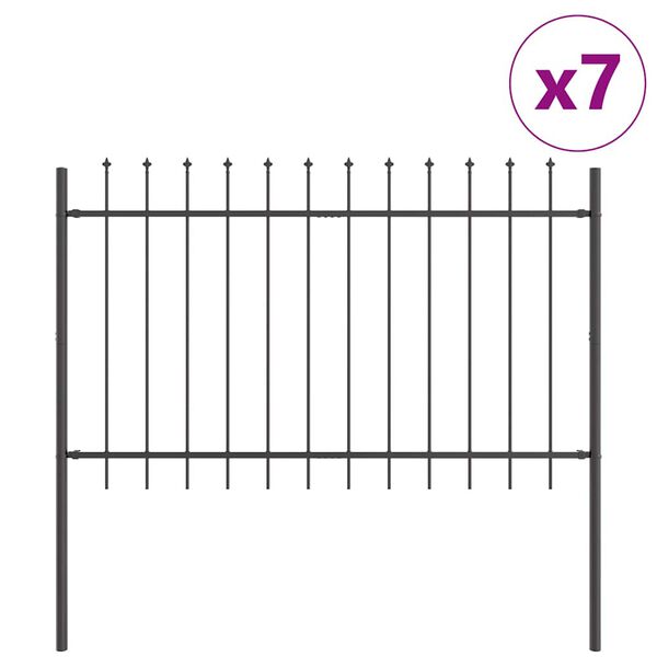 vidaXL Cl&ocirc;ture de jardin 7 pcs Gris 11,9 x 1 m Acier rev&ecirc;tu de poudre