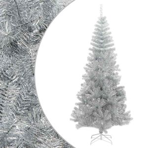 vidaXL Sapin de No&euml;l artificiel avec support argent&eacute; 210 cm PET