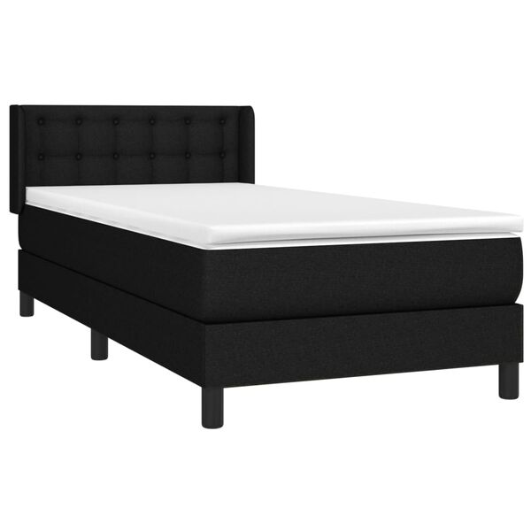 vidaXL Sommier &agrave; lattes de lit avec matelas Noir 90x190 cm Tissu