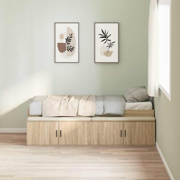 vidaXL Cadre de lit Ch&ecirc;ne Sonoma 100 x 200 cm Bois d'ing&eacute;nierie