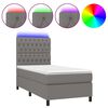 vidaXL Sommier &agrave; lattes de lit avec matelas et LED Gris fonc&eacute; 90x190cm