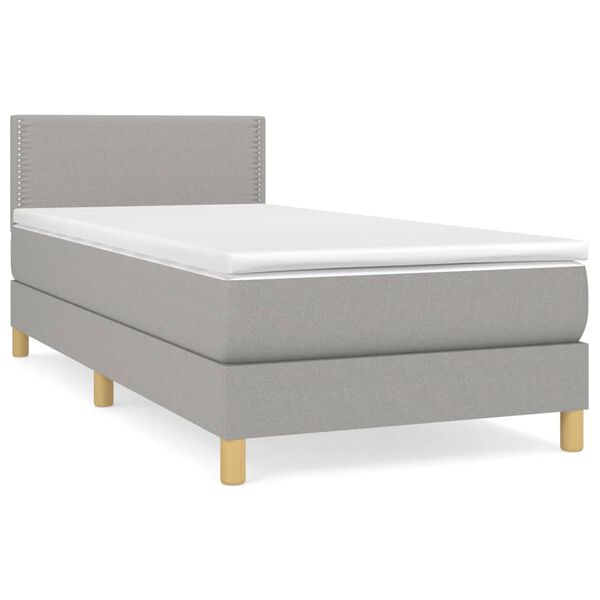 vidaXL Sommier &agrave; lattes de lit avec matelas Gris clair 90x200 cm Tissu