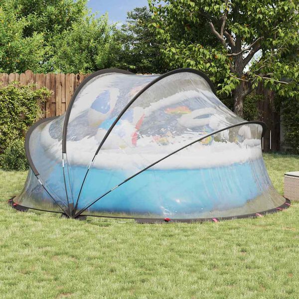 vidaXL D&ocirc;me de piscine Transparent 405 x 405 x 192 cm PVC