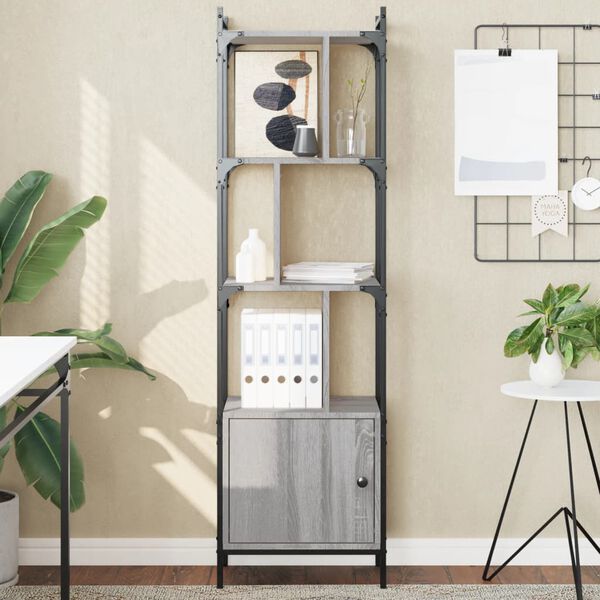 vidaXL Biblioth&egrave;que avec porte sonoma gris 44,5x30x154,5 cm