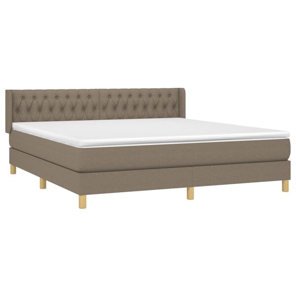 vidaXL Sommier &agrave; lattes de lit avec matelas Taupe 180x200 cm Tissu