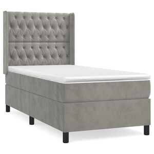 vidaXL Sommier &agrave; lattes de lit et matelas Gris clair 80x200 cm Velours