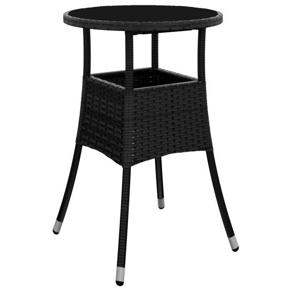 vidaXL Ensemble &agrave; manger de jardin et coussins 5 pcs noir rotin verre
