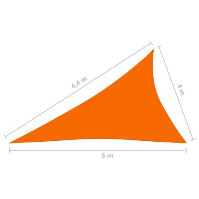 vidaXL Voile de parasol Tissu Oxford triangulaire 4x5x6,4 m Orange