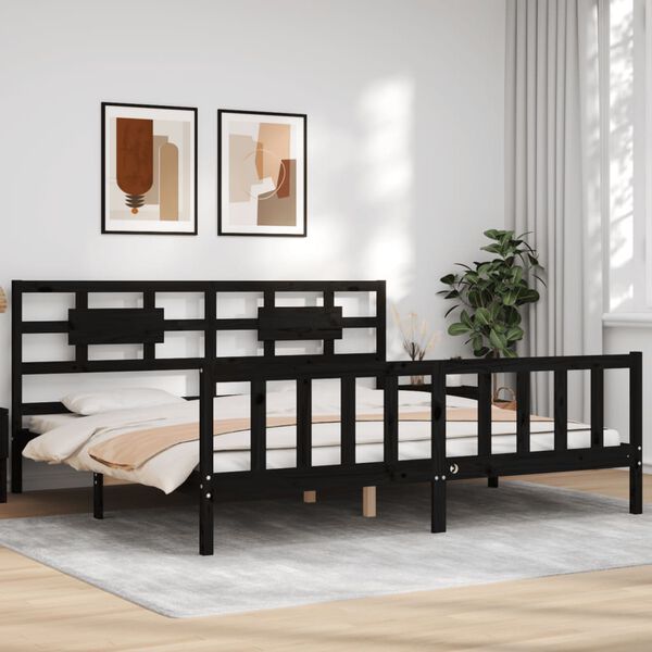 vidaXL Cadre de lit sans matelas noir 200x200 cm bois massif de pin