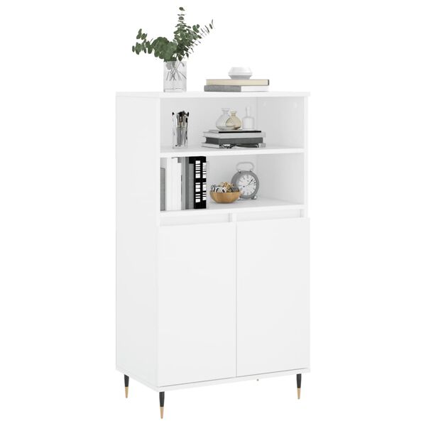 vidaXL Buffet haut Blanc 60x36x110 cm Bois d'ing&eacute;nierie