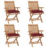 vidaXL Chaises pliables de jardin avec coussins lot de 4 Teck solide