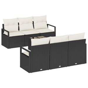 vidaXL Ensemble de canap&eacute; de jardin 7 pcs Noir et Cr&egrave;me polyrotin