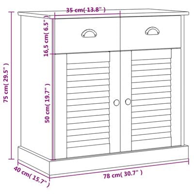 vidaXL Buffet avec tiroirs VIGO 78x40x75 cm blanc bois massif de pin