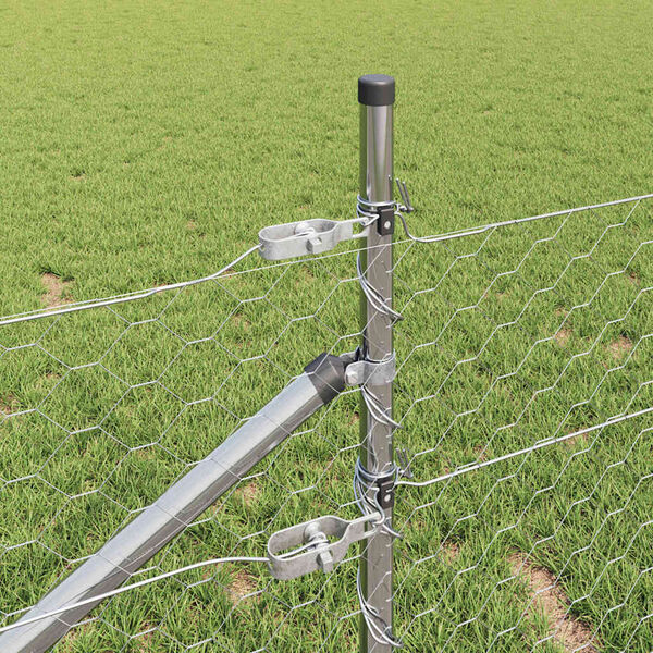 vidaXL Cl&ocirc;ture avec poteaux Argent 0.5 x 50 m Acier recouvert de PVC