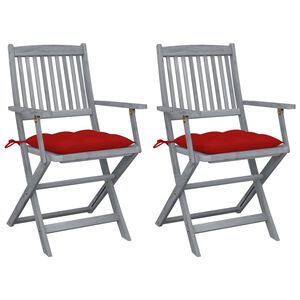 vidaXL Chaises pliables d'ext&eacute;rieur lot de 2 et coussins Bois d'acacia