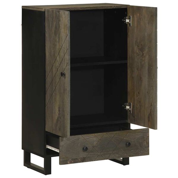 vidaXL Buffet noir 60x33x100 cm bois de manguier massif