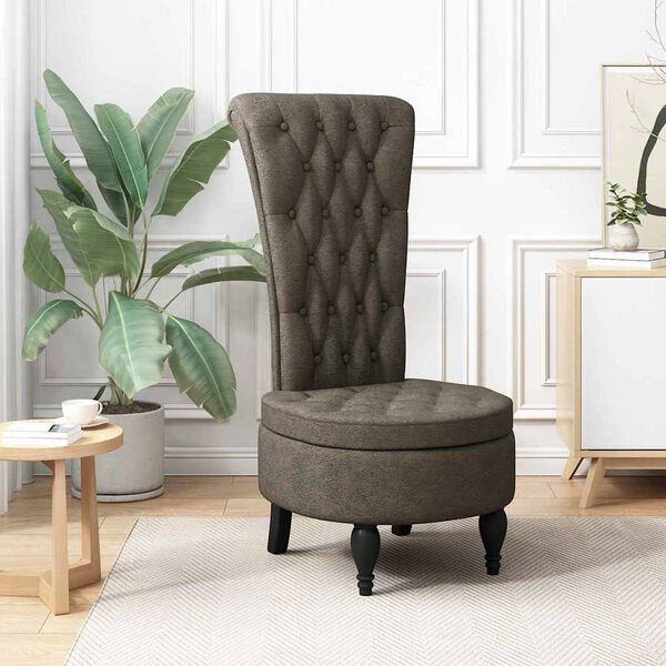 vidaXL Fauteuil &agrave; pantoufle Gris fonc&eacute; 56,5 x 70 x 110 cm Simili daim