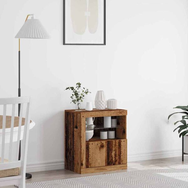 vidaXL Buffet LED Marron 60,5 x 37 x 67 cm Bois d'ing&eacute;nierie