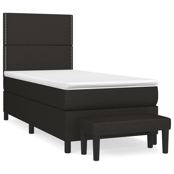 vidaXL Sommier &agrave; lattes de lit avec matelas Noir 100x200 cm Tissu