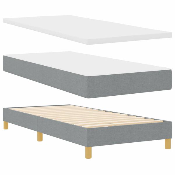vidaXL Lit &agrave; Ressorts avec matelas Gris clair 80 x 200 cm tissu